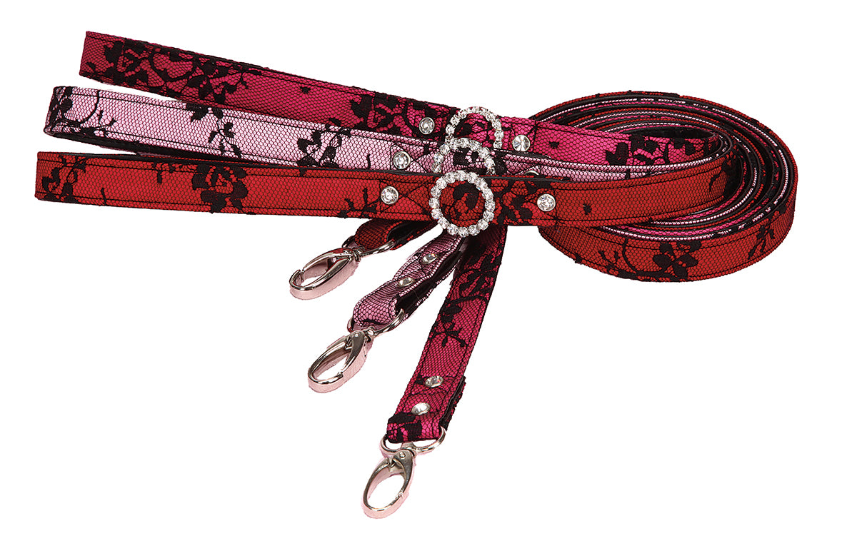 Lace Satin Leash — Light Pink by Hollywood Poochie