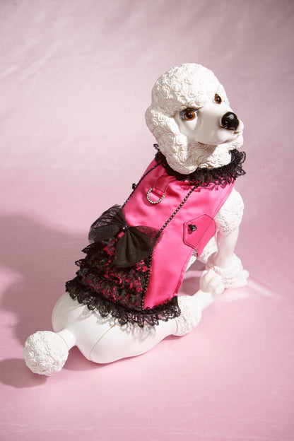 Satin & Lace Ruffles Harness — Hot Pink by Hollywood Poochie