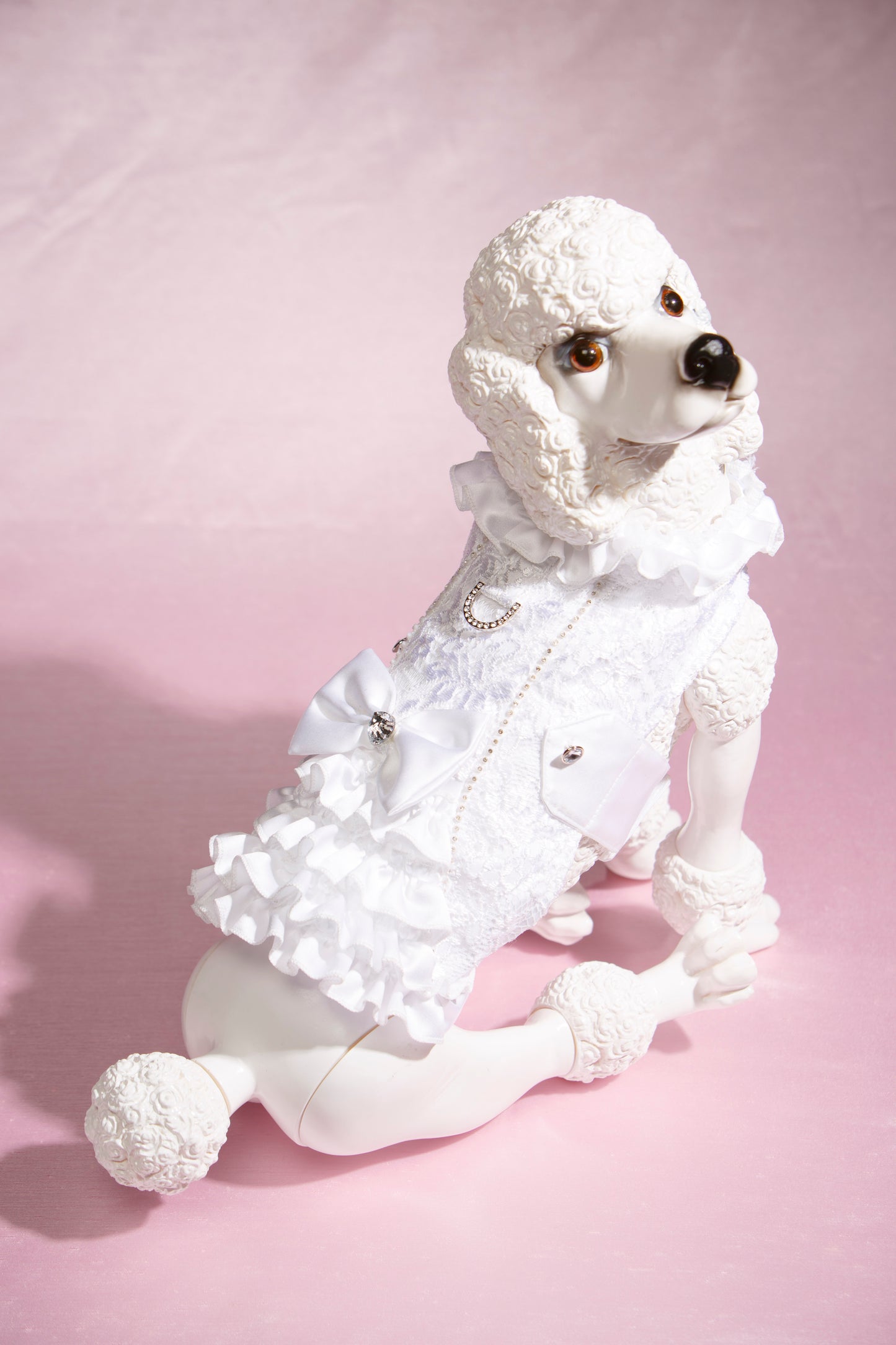 Chopper Lace & Satin Harness — White by Hollywood Poochie