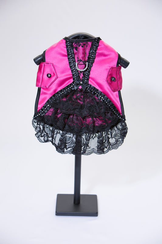 Minibow Satin Ruffle Harness — Hot Pink by Hollywood Poochie